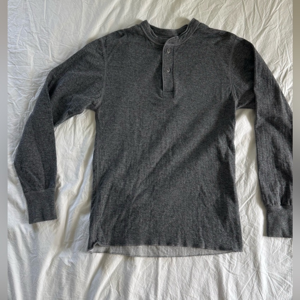 L.L. Bean Gray Henley Sweatshirt Top